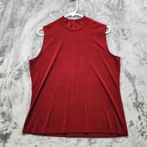 Vintage Impressions Lifestyle‎ Top Womens L Red Sleeveless Mock Neck Stretch